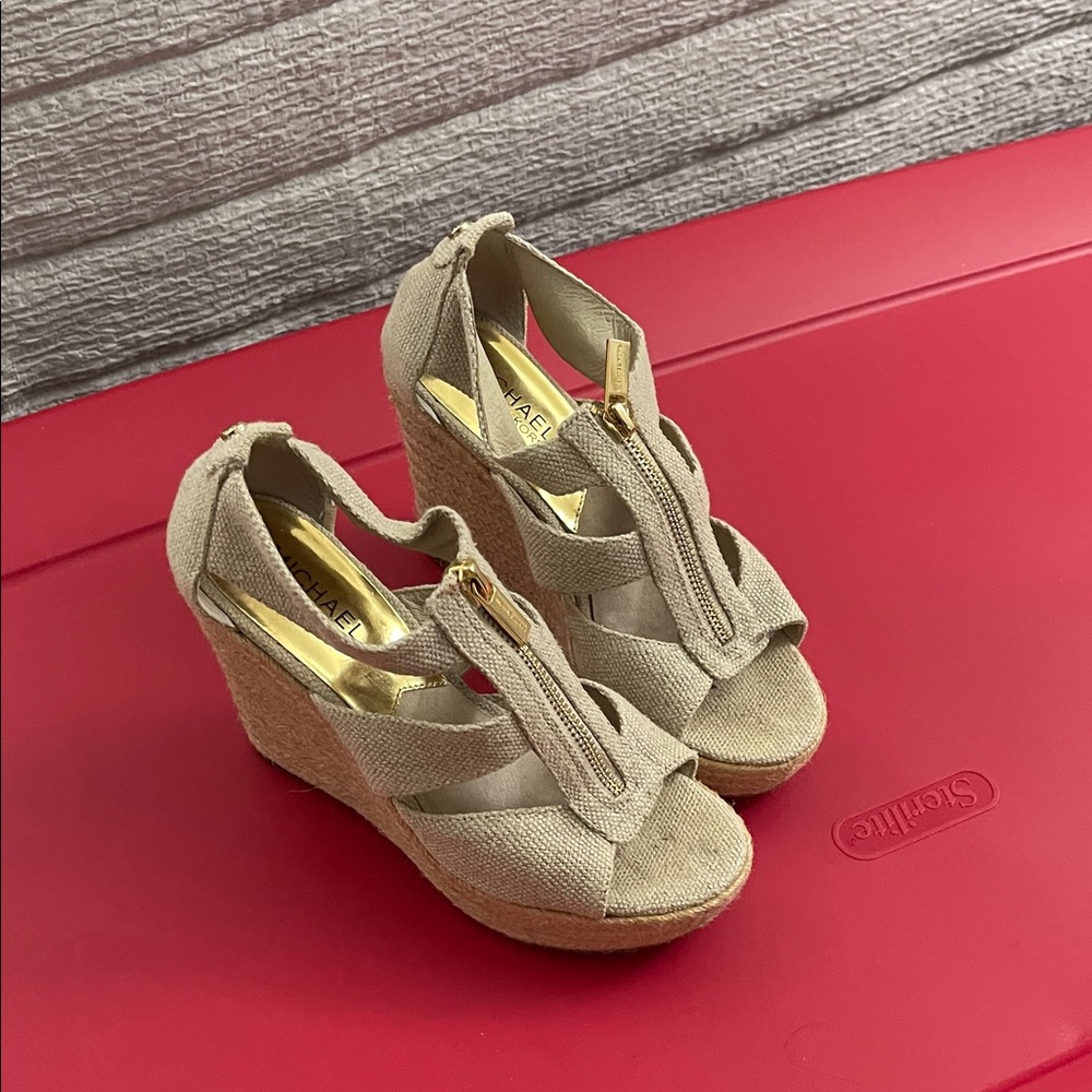 Michael Kors Beige Wedge Sandals